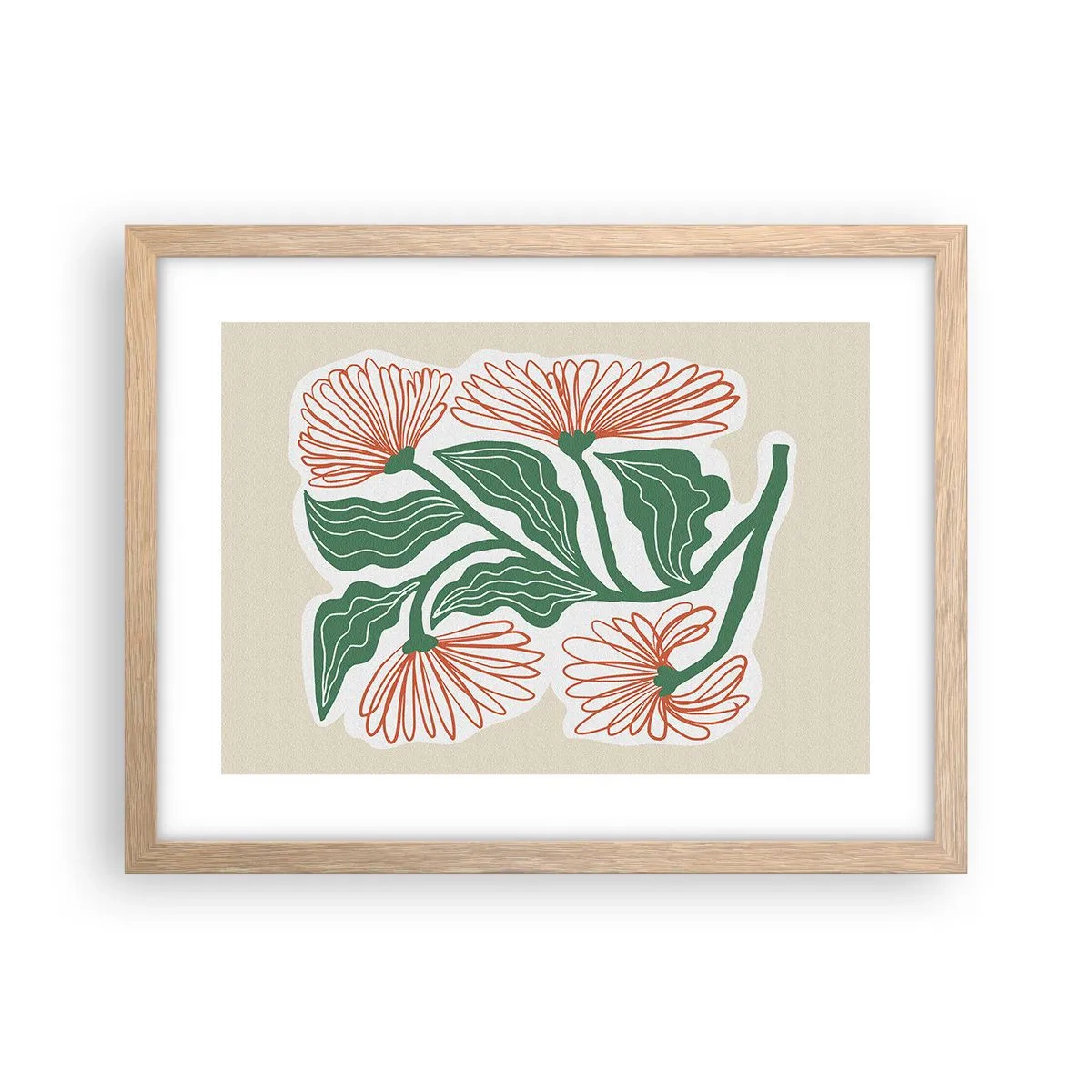 Pôster com moldura de carvalho claro - Folclórico e moderno - 40x30 cm