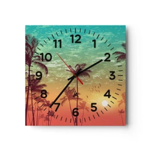 Relógio de parede - Relógio em vidro - Climas tropicais - 40x40 cm
