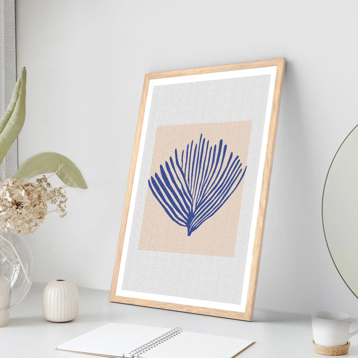 Pôster com moldura de carvalho claro - Ventilador azul - 70x100 cm