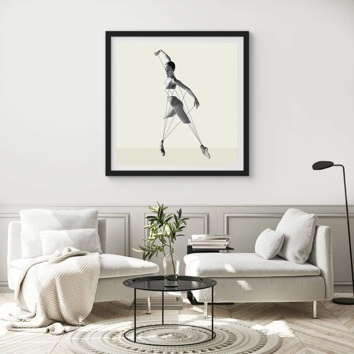 Pôster com moldura preta - No teatro do mundo - 30x30 cm