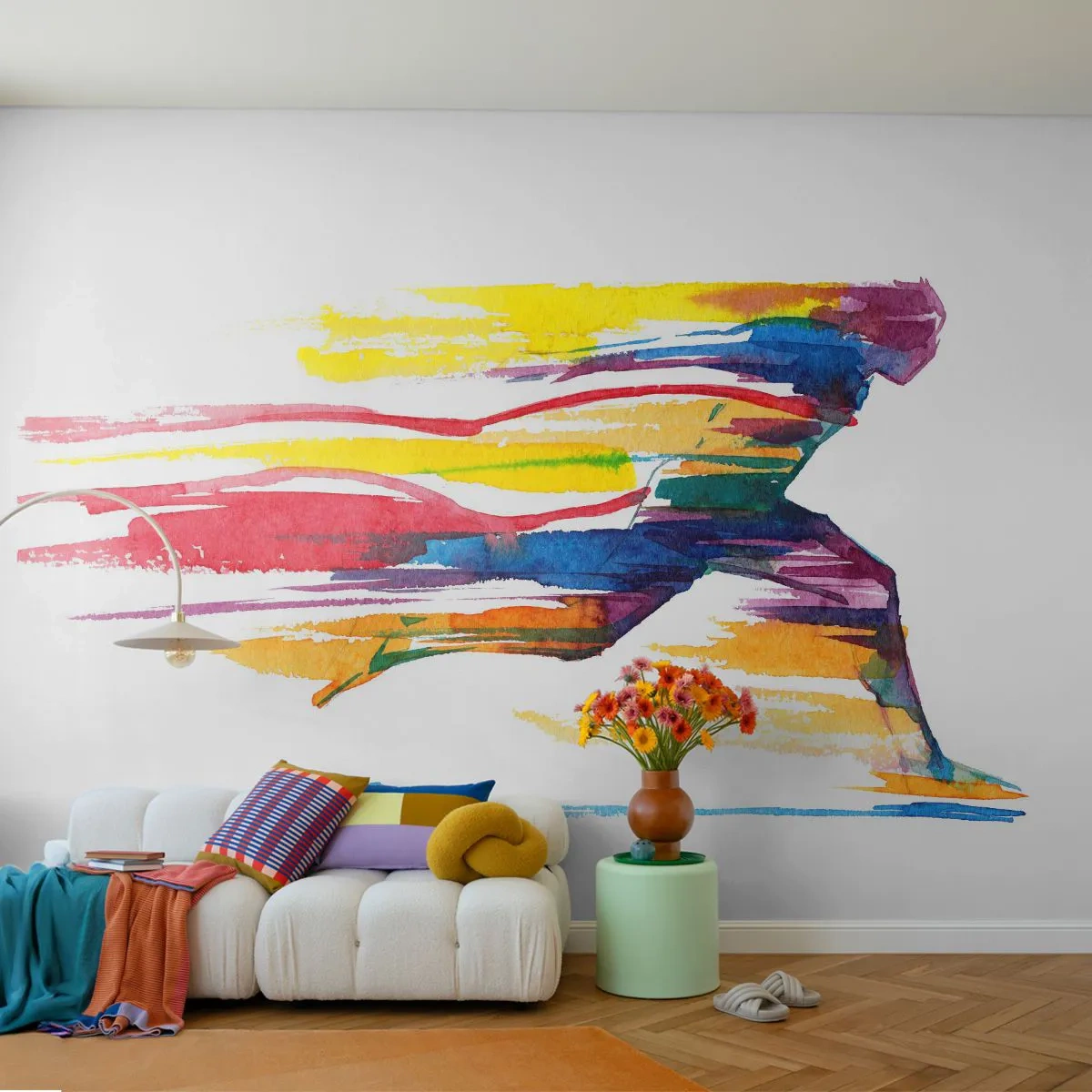 Papel de Parede Standard Eco - Correndo pelo arco-íris - Abstração, Esporte, Corredor - 200x140 cm