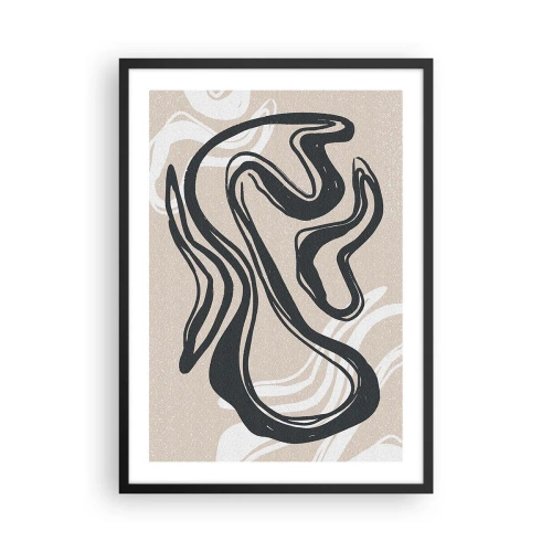 Pôster com moldura preta - Linha abstrata em fundo bege - 50x70cm - Expressão multiplicada - Decoração de parede moderna para a sala de estar e quarto ARTTOR