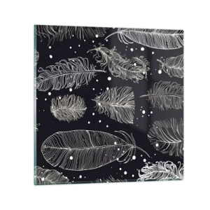 Quadro em vidro - Rendas de penas - 40x40 cm
