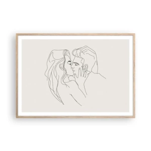 Pôster com moldura de carvalho claro - Emaranhados pelo sentimento - 100x70 cm