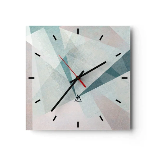 Relógio de parede - Relógio em vidro - Calmo, embora dinâmico - 30x30 cm