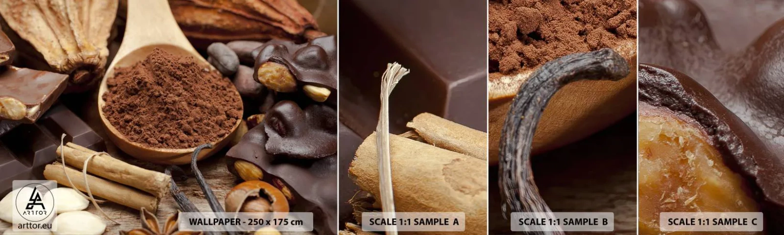 Amostra de Papel de Parede Standard Eco - O melhor para as tristezas - Gastronomia, Chocolate, Café - 100x30 cm