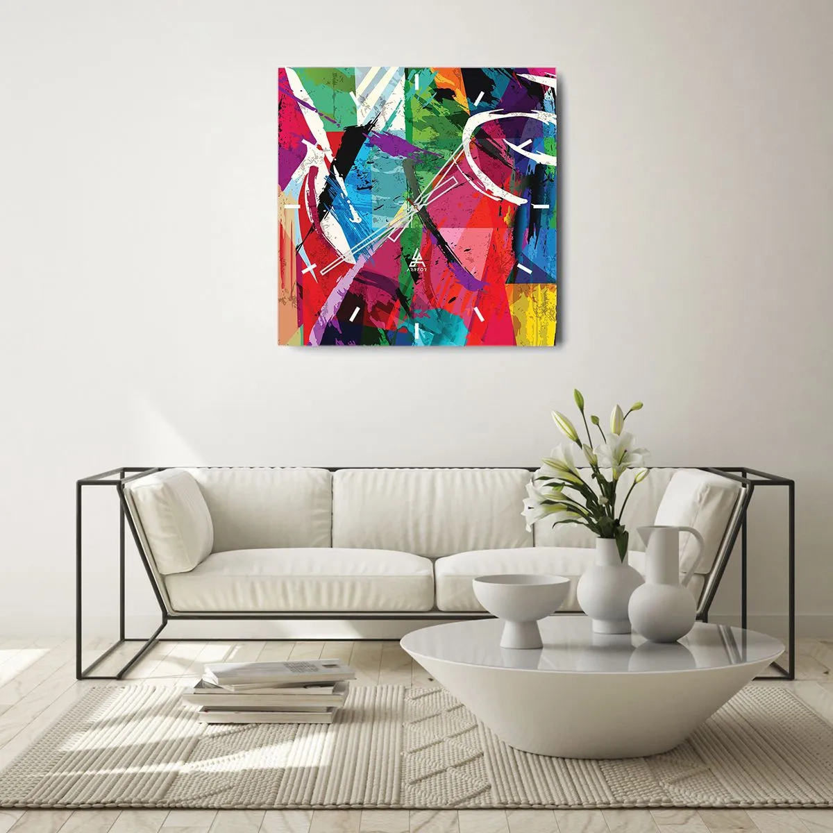 Relógio de parede - Relógio em vidro - Rápido, vivo e animado - 40x40 cm