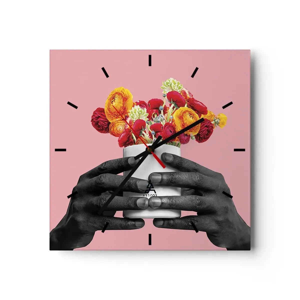 Relógio de parede - Relógio em vidro - A apoteose da vida - 30x30 cm