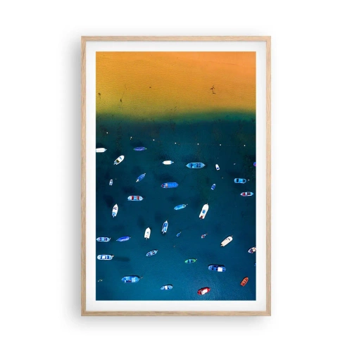 Pôster com moldura de carvalho claro - Jogo de férias - 61x91 cm