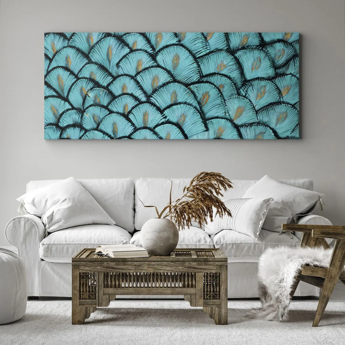 Quadro em tela - A grande gala de penas - 100x40 cm