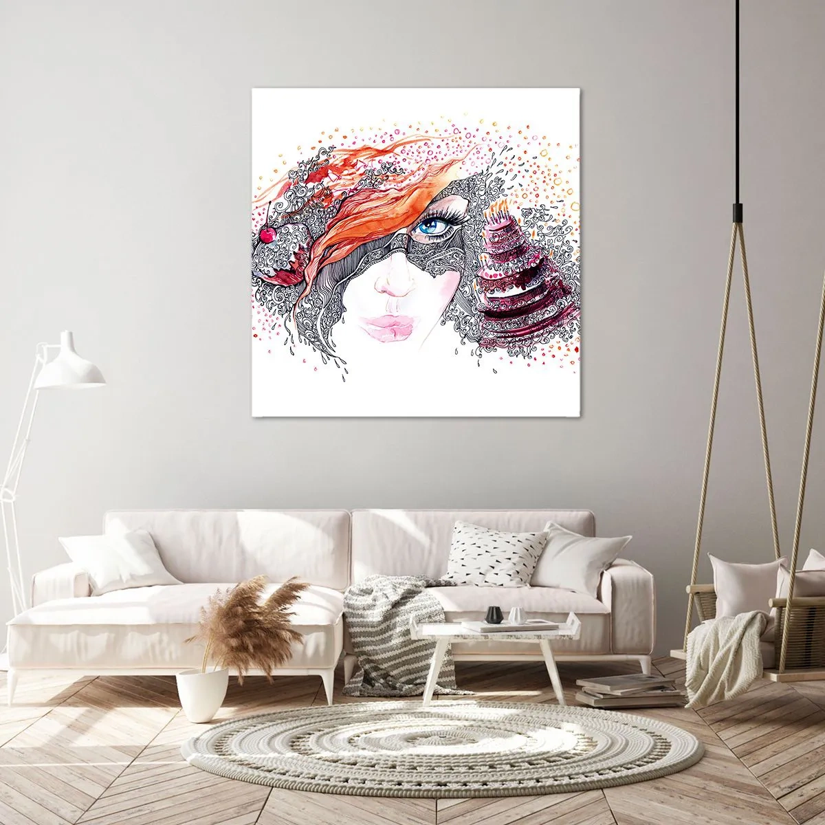 Quadro em tela - Com ela, todos os dias são dias de festa - 40x40 cm