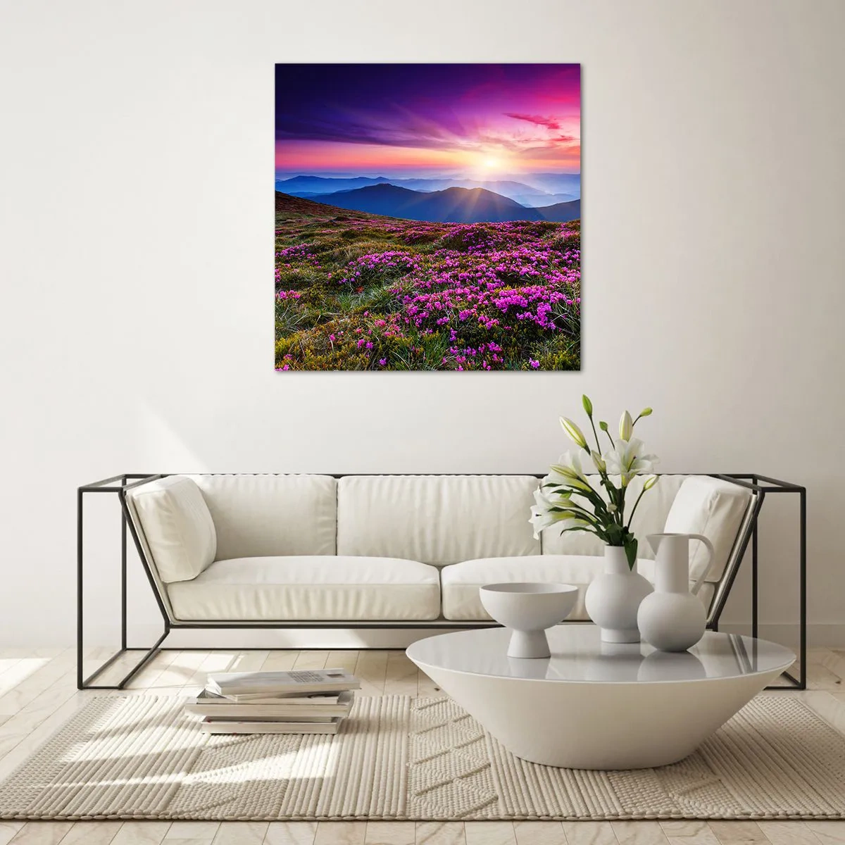 Quadro em vidro - Campo cheiroso - 70x70 cm