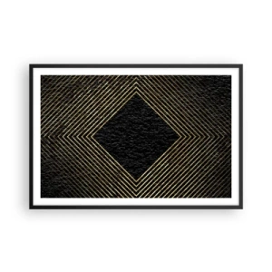 Pôster com moldura preta - Geometria em estilo glamoroso - 91x61 cm