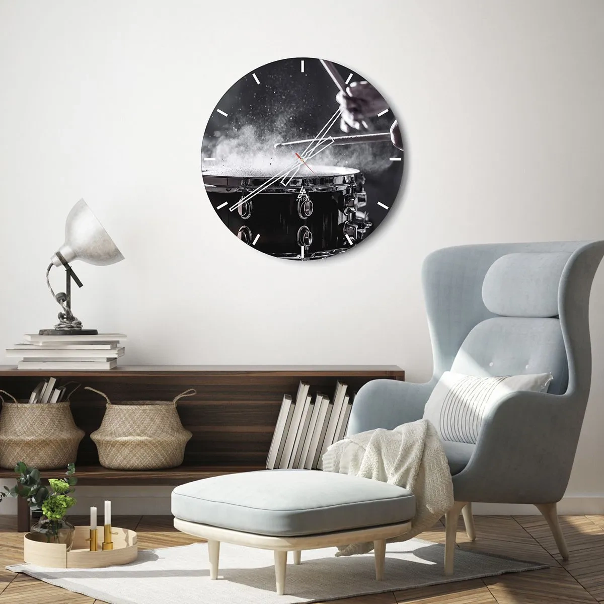Relógio de parede - Relógio em vidro - Pulso da música - 30x30 cm