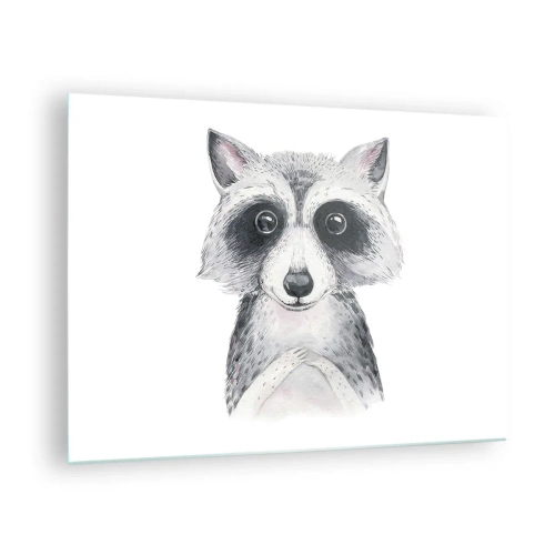 Quadro em vidro - Retrato de um cão-guaxinim em preto e branco - 70x50cm - Um momento de emoção - Decoração de parede moderna para a sala de estar e quarto ARTTOR