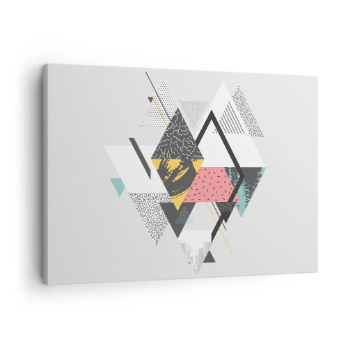 Quadro em tela - Padrões geométricos em um fundo claro - 70x50cm - Variações do triângulo e losango - Decoração de parede moderna para a sala de estar e quarto ARTTOR