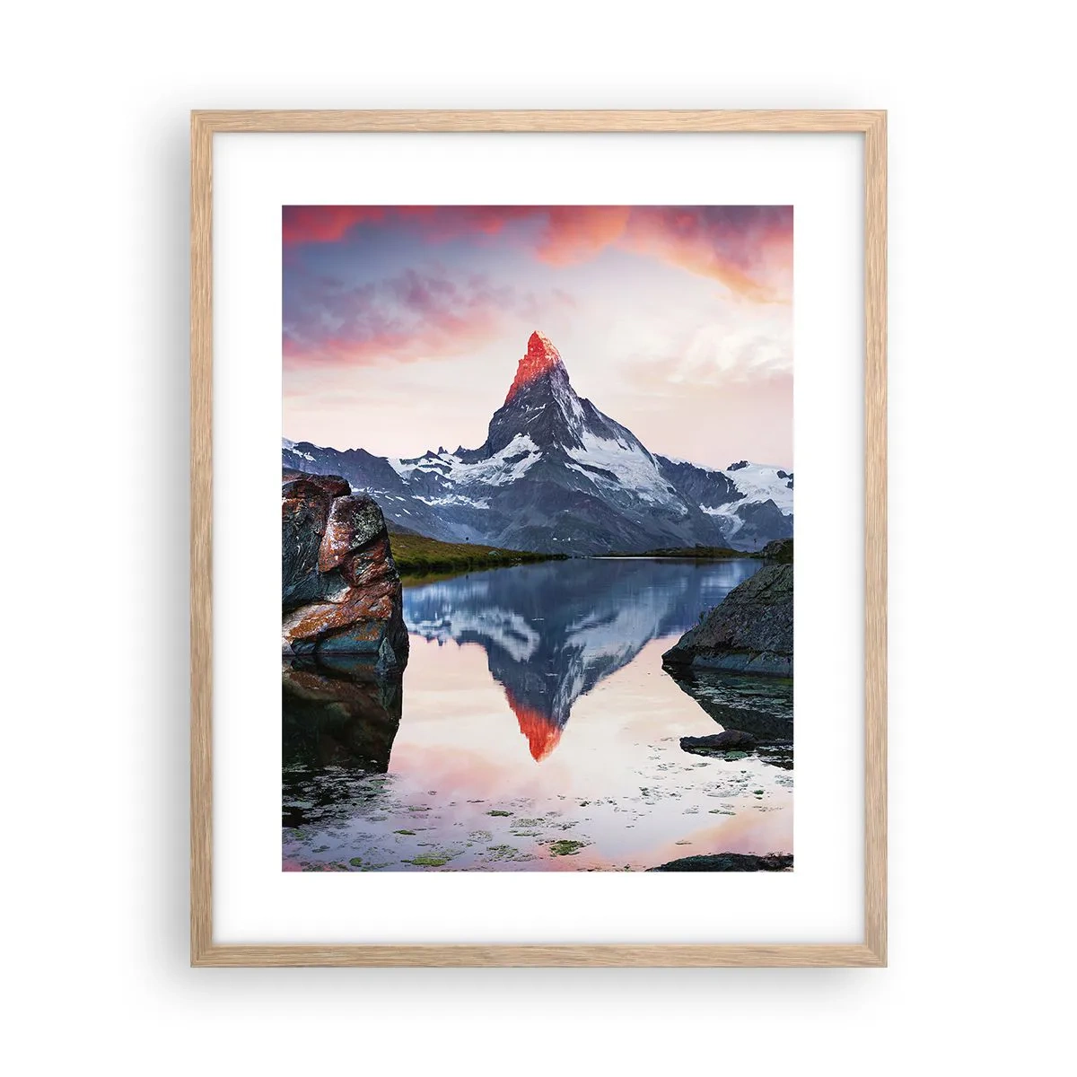 Pôster com moldura de carvalho claro - O coração das montanhas é quente - 40x50 cm