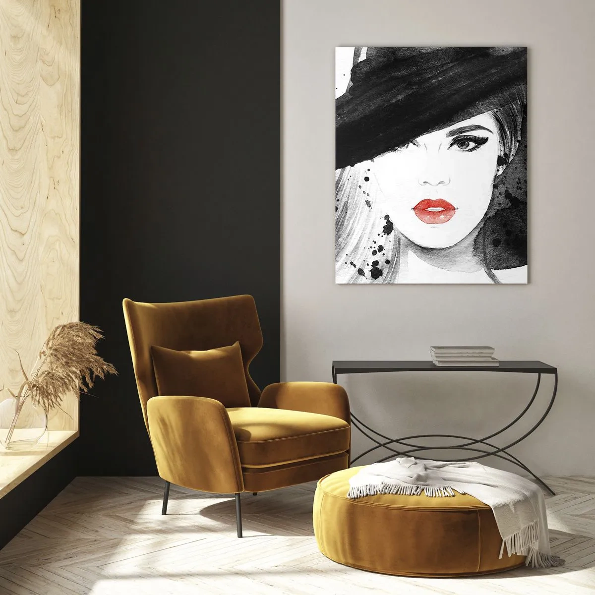 Quadro em vidro - Dama de Preto - 50x70 cm