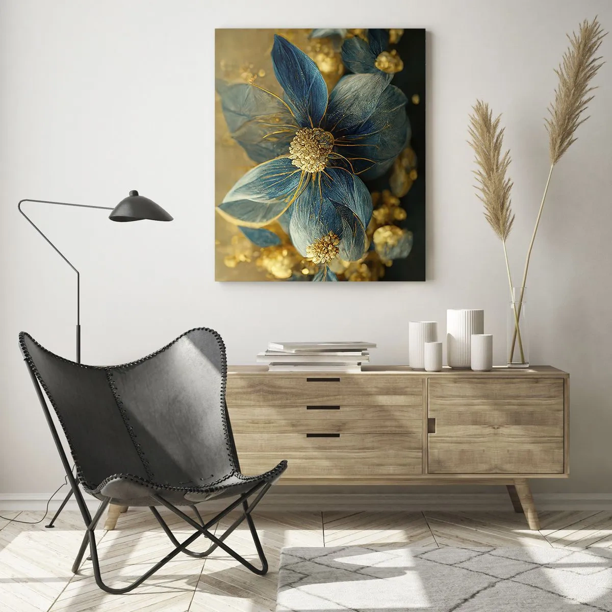Quadro em vidro - Florescer com ouro - 80x120 cm