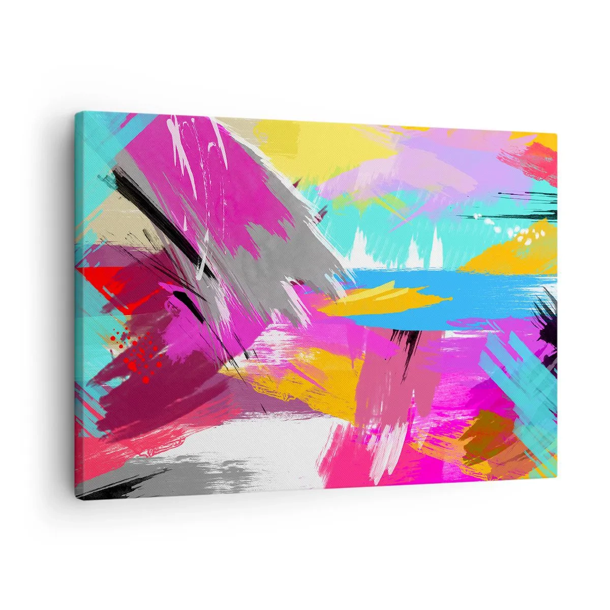 Quadro em tela - Abstração dinâmica em cores intensas - 70x50cm - Pinte, pinte, mais uma vez - Decoração de parede moderna para a sala de estar e quarto ARTTOR