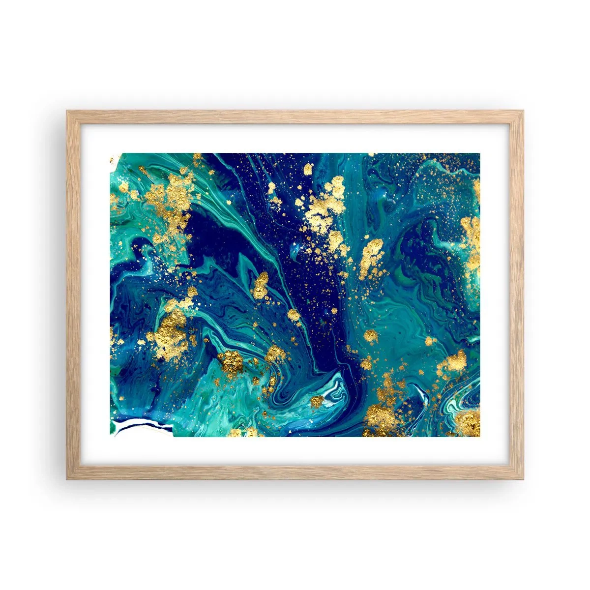 Pôster com moldura de carvalho claro - Flocos de sol - 50x40 cm