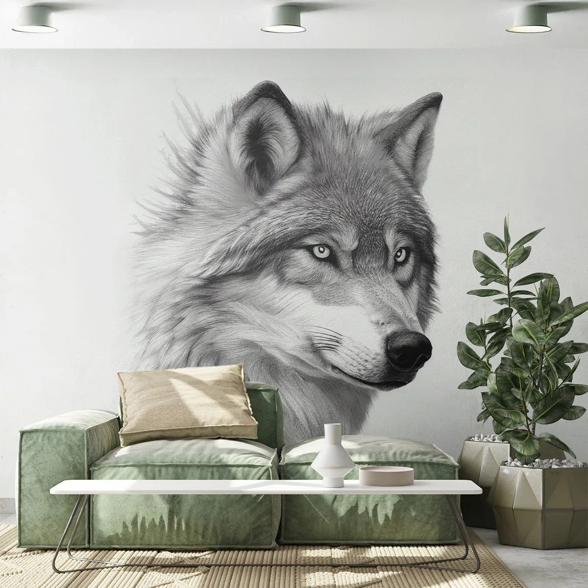 Papel de Parede Premium Canvas - Alfa – sem dúvida - Lobo, Animal, escandinavo - 400x280 cm