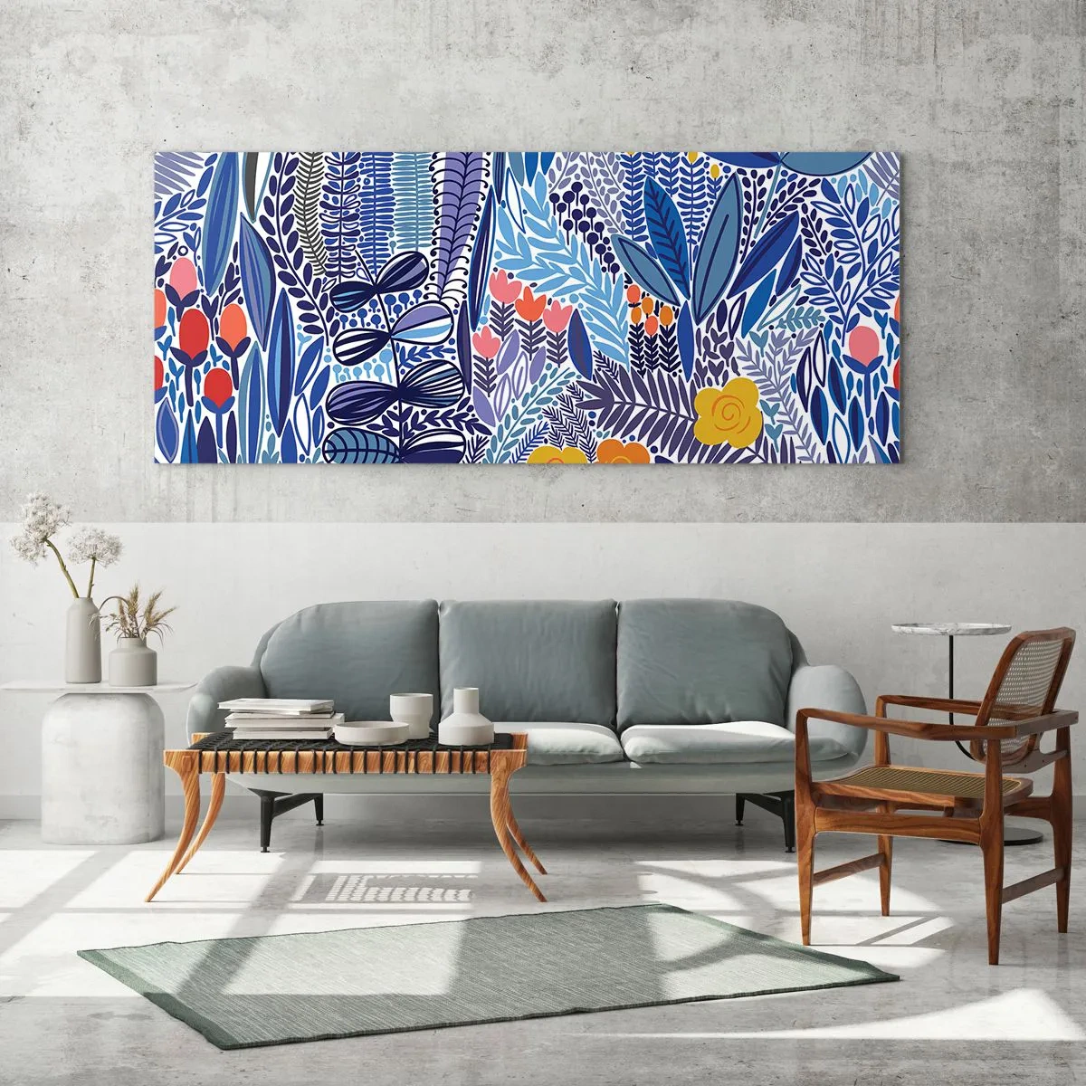 Quadro em vidro - Jardim Havaiano - 140x50 cm