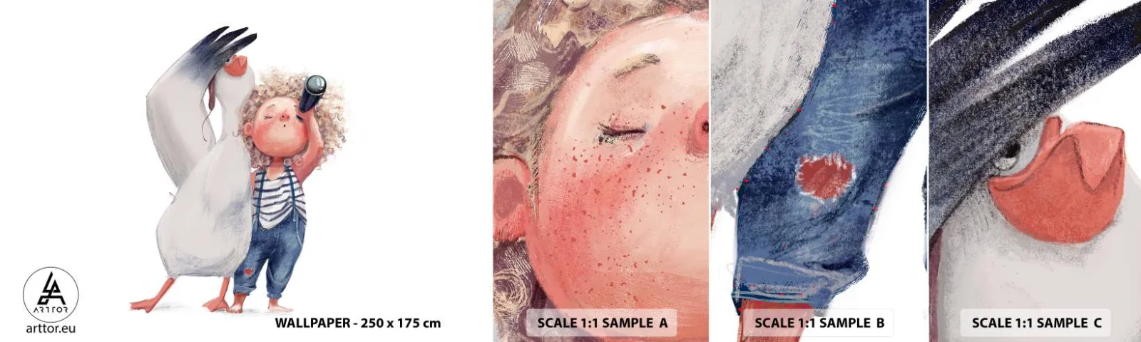 Amostra de papel de parede autocolante Deluxe Sticker - O itinerário da grande viagem - Para crianças, Amizade, Garota - 100x30 cm