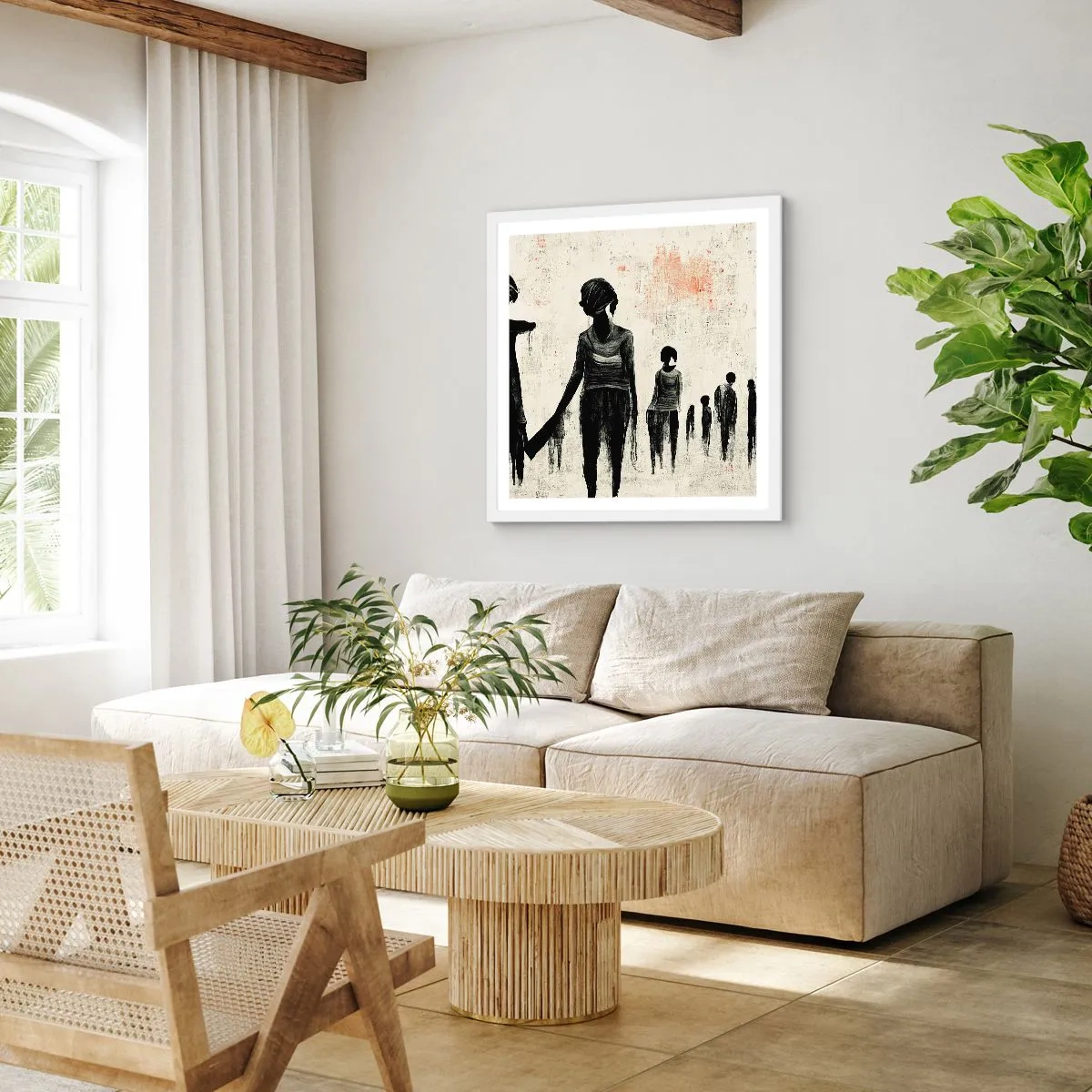 Pôster em moldura branca - Contra a solidão - 50x50 cm