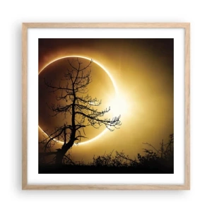 Pôster com moldura de carvalho claro - Eclipse total - 50x50 cm