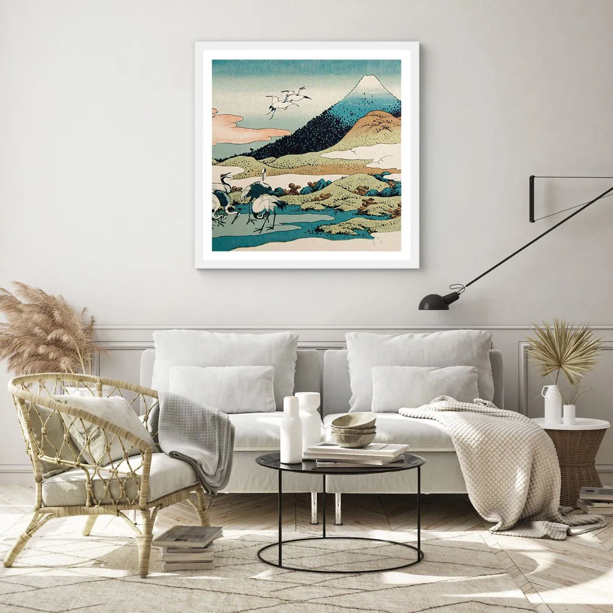 Pôster em moldura branca - No espírito japonês - 60x60 cm