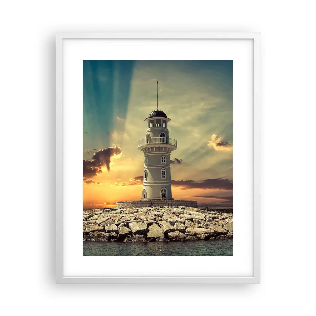 Pôster em moldura branca - Luz - Bondade - Beleza - 40x50 cm