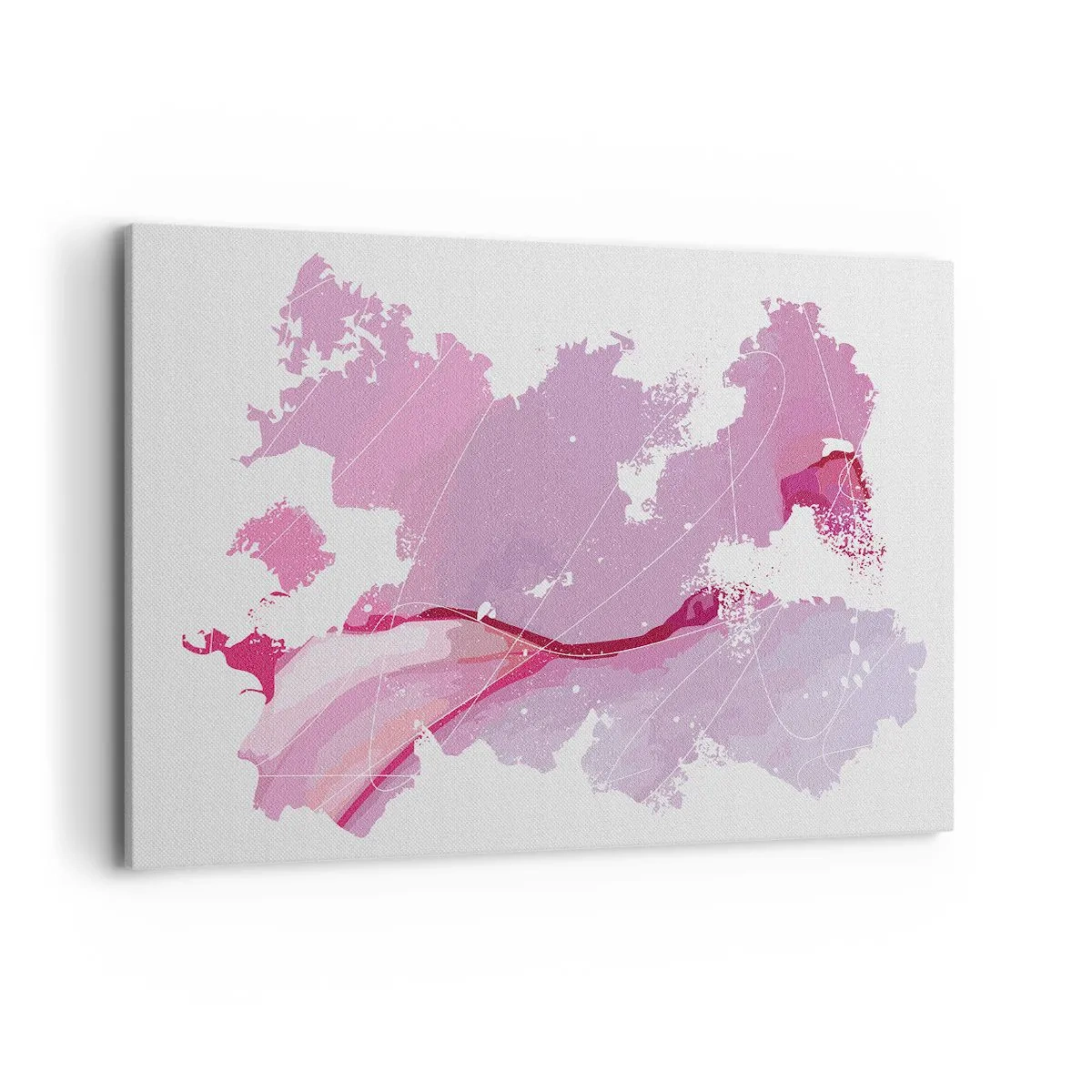 Quadro em tela - Mapa do mundo rosa - 100x70 cm