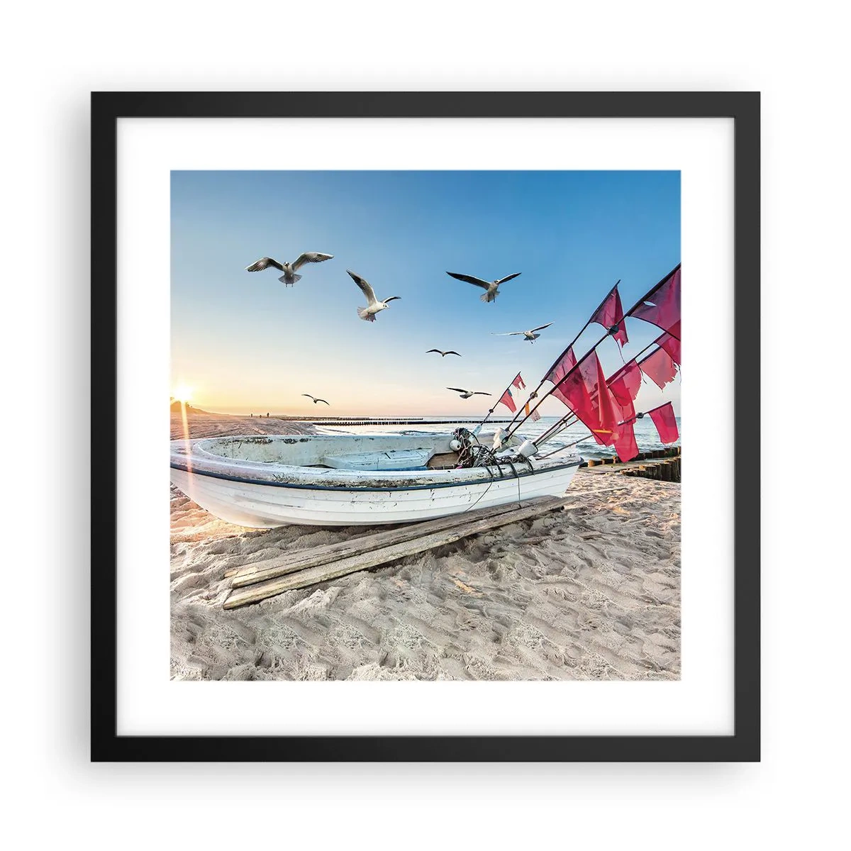 Pôster com moldura preta - Um merecido descanso - 40x40 cm