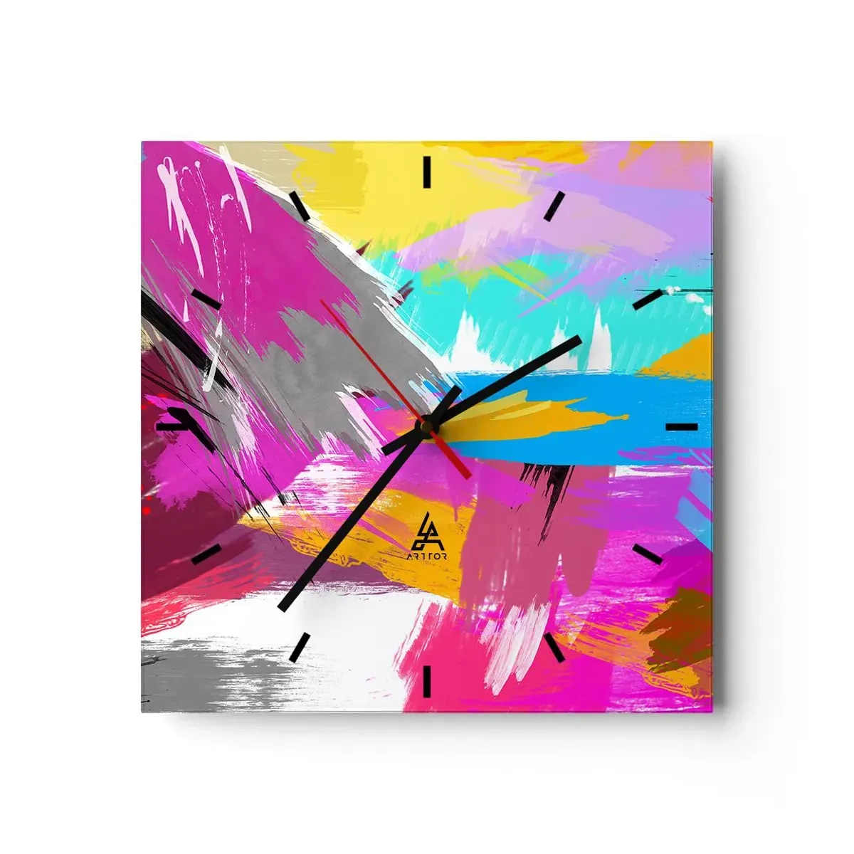 Relógio de parede - Relógio em vidro - Pinte, pinte, mais uma vez - 30x30 cm