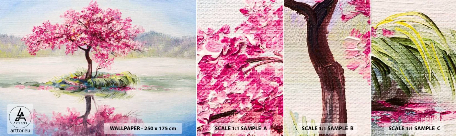 Amostra de Papel de Parede Standard Eco - A festa da Primavera - Pedaço, Árvore, Paisagem - 100x30 cm