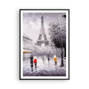 Pôster com moldura preta - Passeio em Paris - 70x100 cm