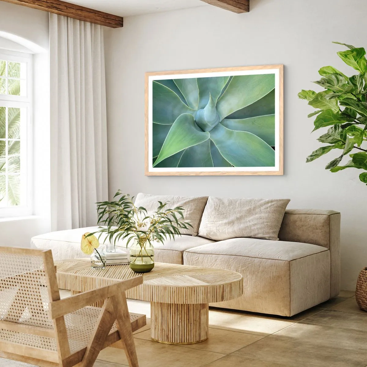 Pôster com moldura de carvalho claro - O nascimento da vegetação - 70x50 cm