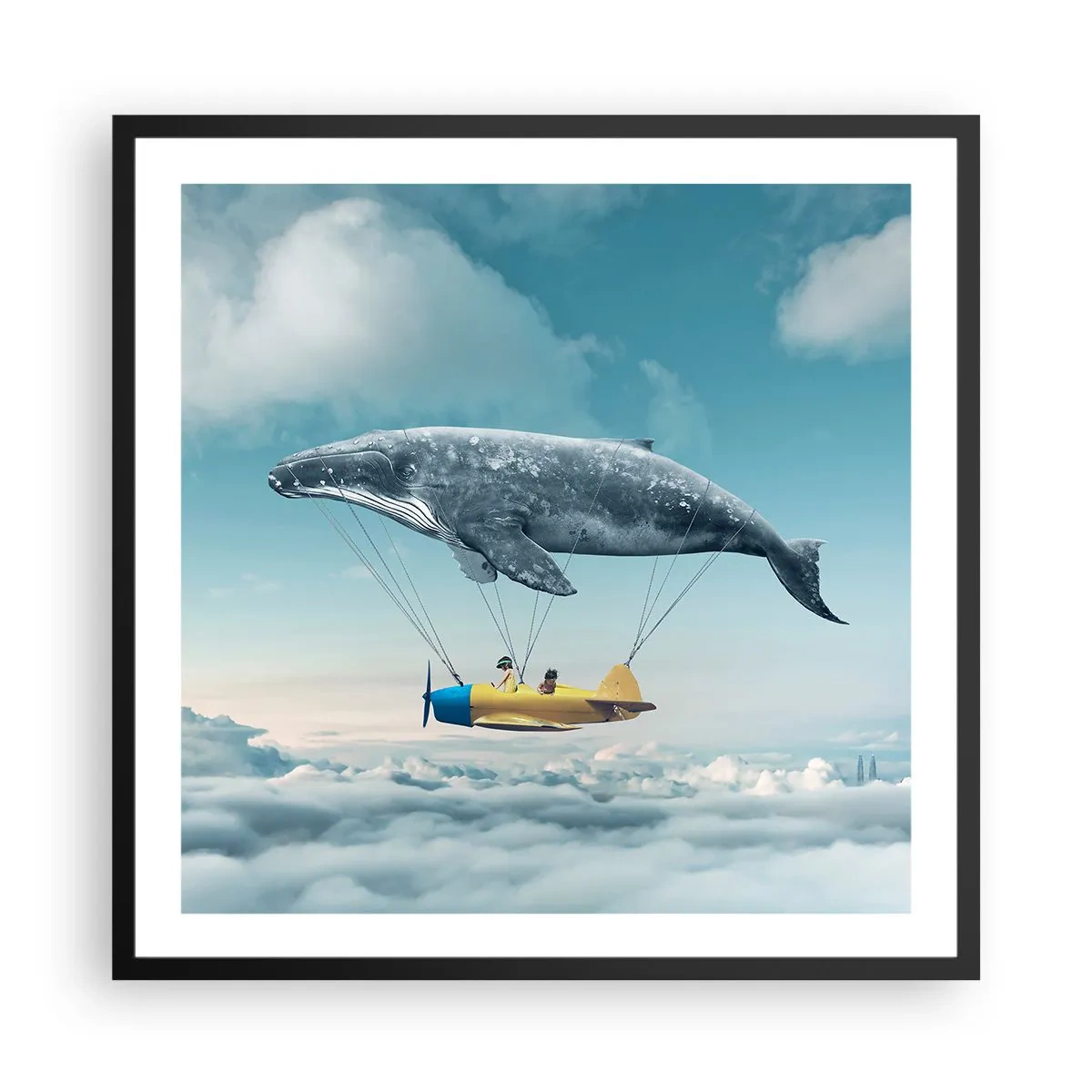 Pôster com moldura preta - Por que não? - 60x60 cm