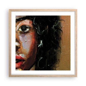 Pôster com moldura de carvalho claro - Preto e brilho - 50x50 cm