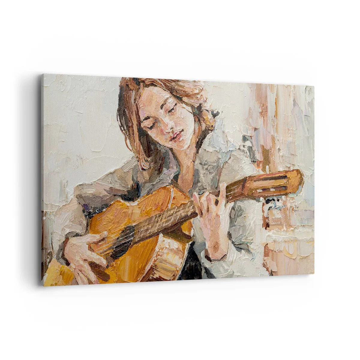 Quadro em tela - Concerto de violão e coração de rapariga - 120x80 cm
