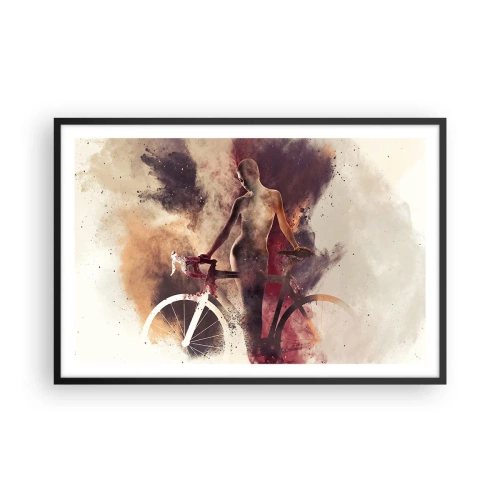 Pôster com moldura preta - Uma alma de bicicleta em formas de mármore - 91x61 cm