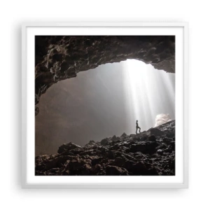 Pôster em moldura branca - Gruta luminosa - 60x60 cm