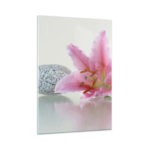 Quadro em vidro - Estudo em rosa, cinza e branco - 50x70 cm