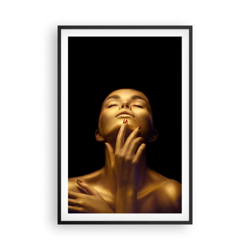 Pôster com moldura preta - Como seda dourada - 61x91 cm
