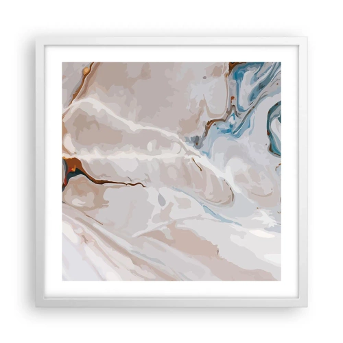 Pôster em moldura branca - Meandros azuis sob branco - 50x50 cm