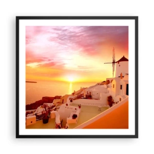 Pôster com moldura preta - Derreter em branco e ouro - 60x60 cm