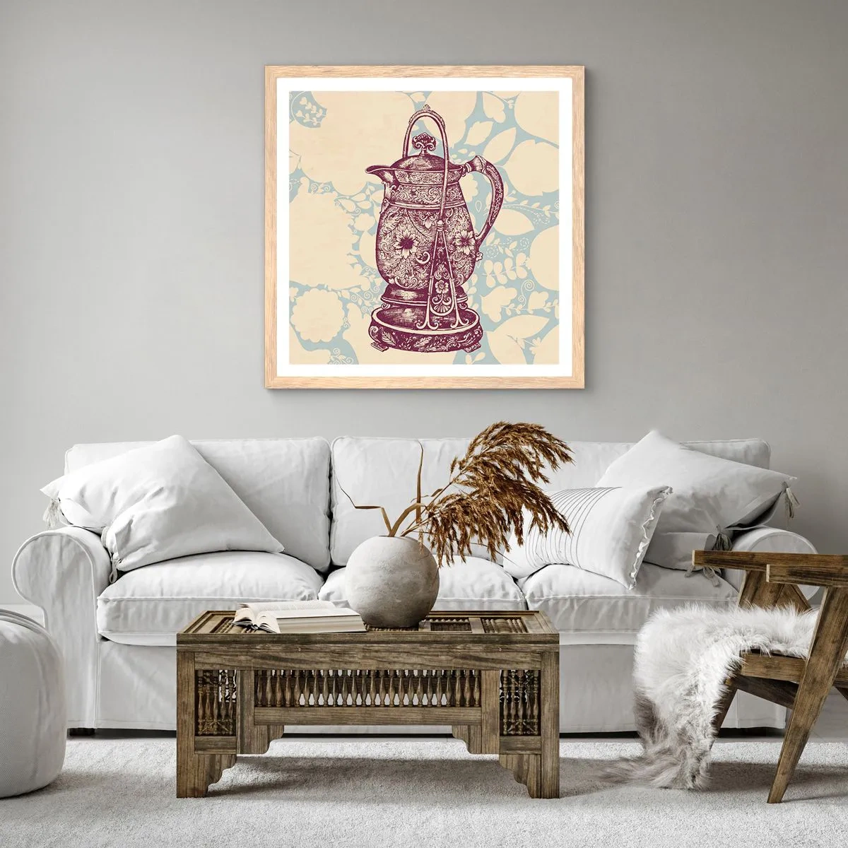 Pôster com moldura de carvalho claro - A beleza da vida cotidiana - 50x50 cm