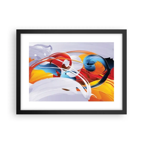 Pôster com moldura preta - A dança dos elementos da natureza - 40x30 cm