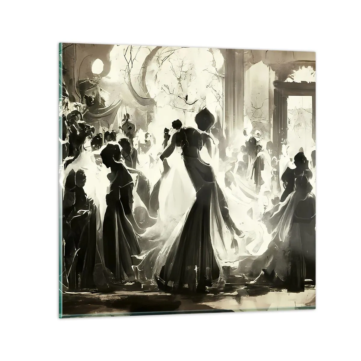 Quadro em vidro - O grande baile de máscaras - 40x40 cm